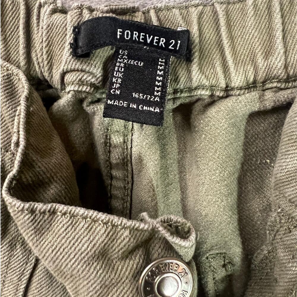 Forever 21 olive green cargo jogger pants flexible high-rise waistband womens M - Picture 5 of 9